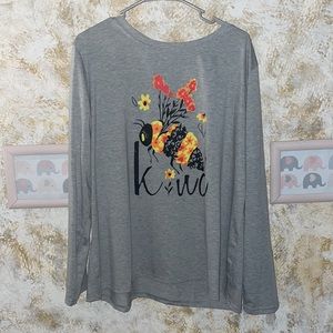 Gray bee/be kind top